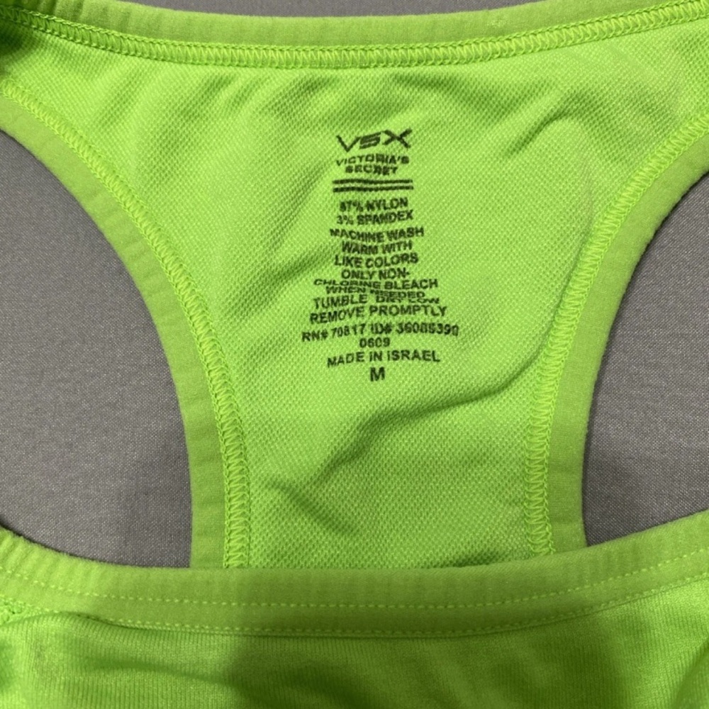 VSX Victoria's Secret Sport Bra Women Medium Unpadded Neon Green Racerback - Picture 3 of 3